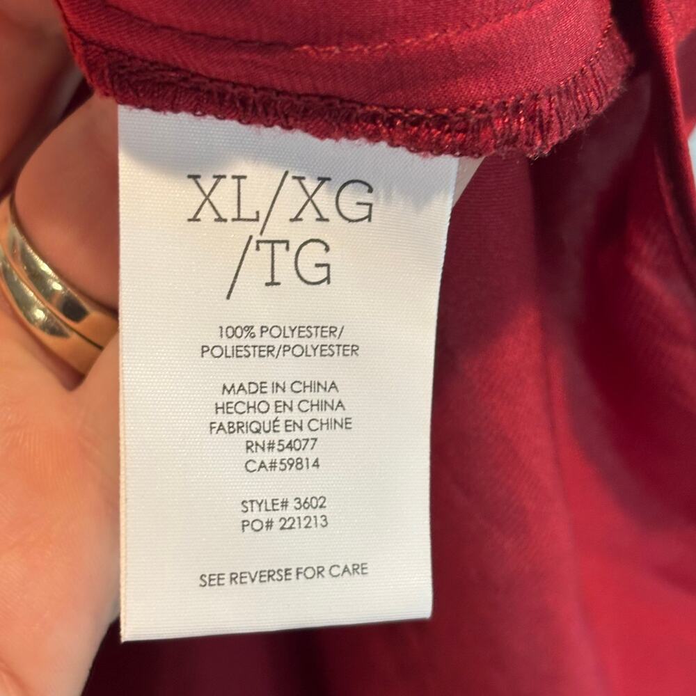 CAbi Red Satin Cinch Tie Neckline Sleeveless Blouse Style #3602- size XL - Picture 4 of 5